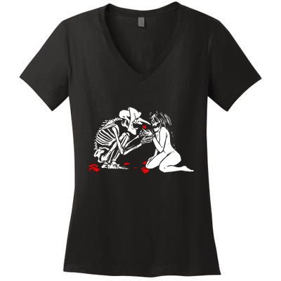 Occult Lover Death Card Goth Satanist Gothic Women's V-Neck T-Shirt