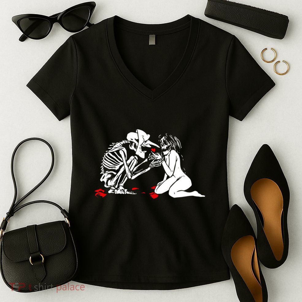 Occult Lover Death Card Goth Satanist Gothic Women's V-Neck T-Shirt