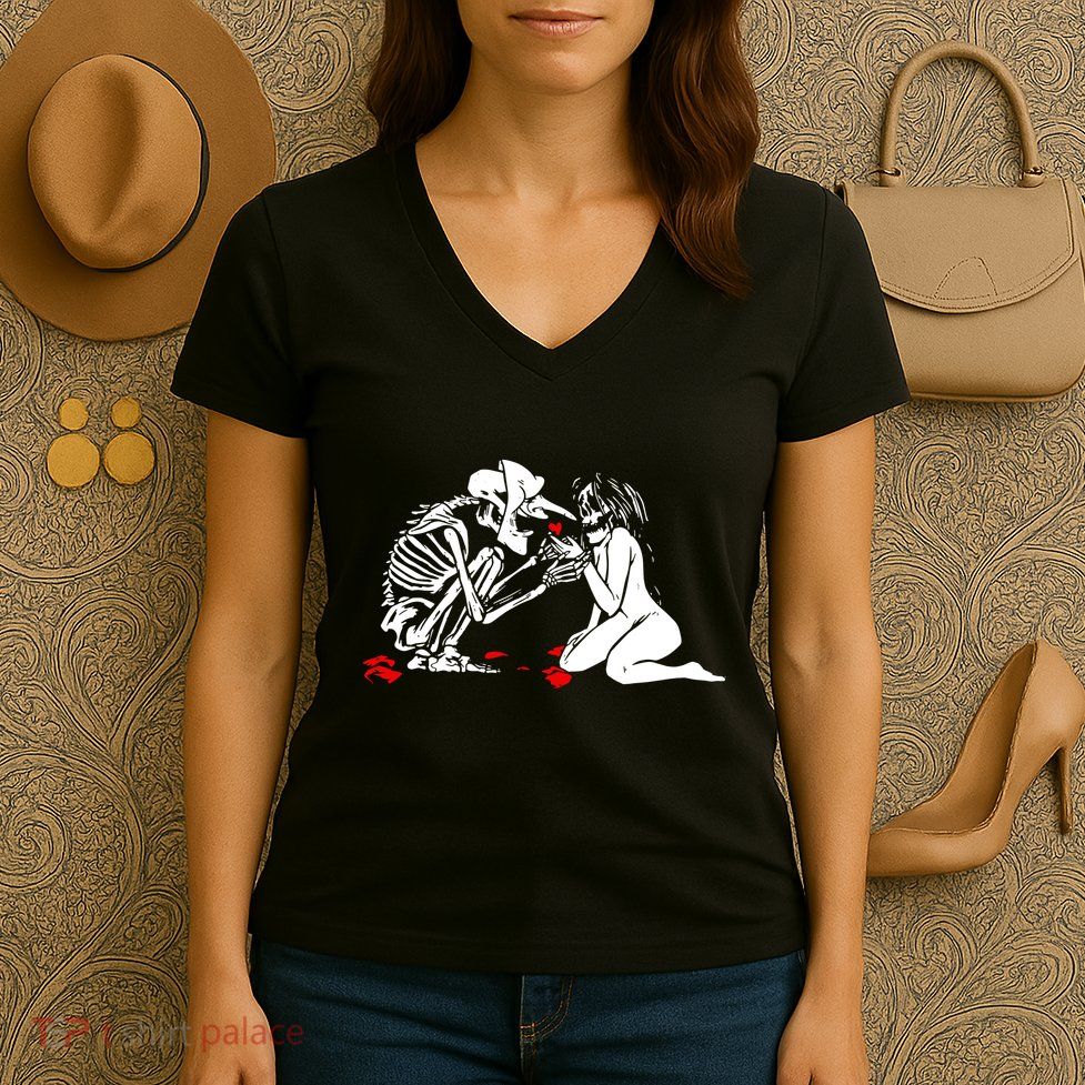 Occult Lover Death Card Goth Satanist Gothic Women's V-Neck T-Shirt