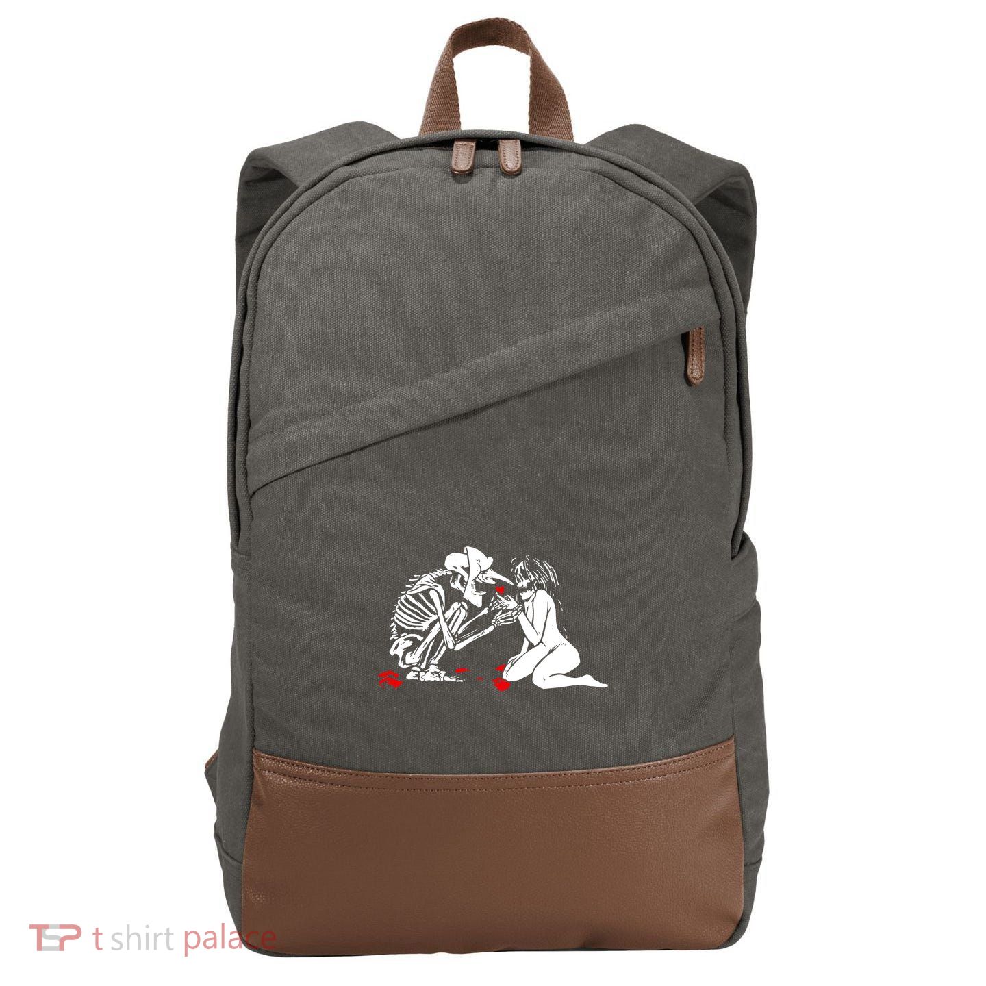 Occult Lover Death Card Goth Satanist Gothic Cotton Canvas Backpack
