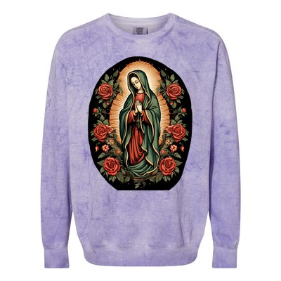 Our Lady De Guadalupe Sant Mary For Christians Catholics Colorblast Crewneck Sweatshirt