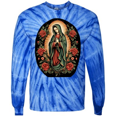 Our Lady De Guadalupe Sant Mary For Christians Catholics Tie-Dye Long Sleeve Shirt