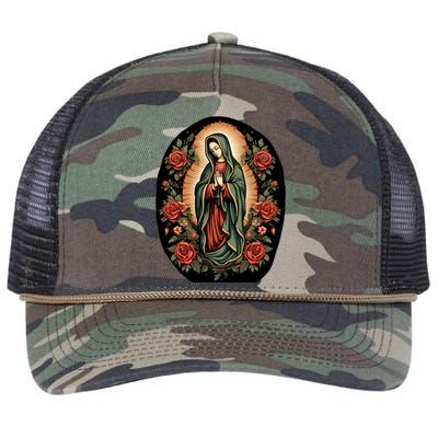 Our Lady De Guadalupe Sant Mary For Christians Catholics Retro Rope Trucker Hat Cap