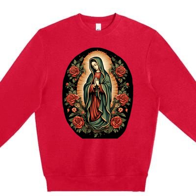 Our Lady De Guadalupe Sant Mary For Christians Catholics Premium Crewneck Sweatshirt