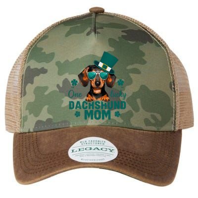 One Lucky Dachshund Mom Wiener Saint PatrickS Day Clover Gift Legacy Tie Dye Trucker Hat