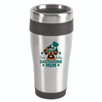 One Lucky Dachshund Mom Wiener Saint PatrickS Day Clover Gift 16oz Travel Tumbler