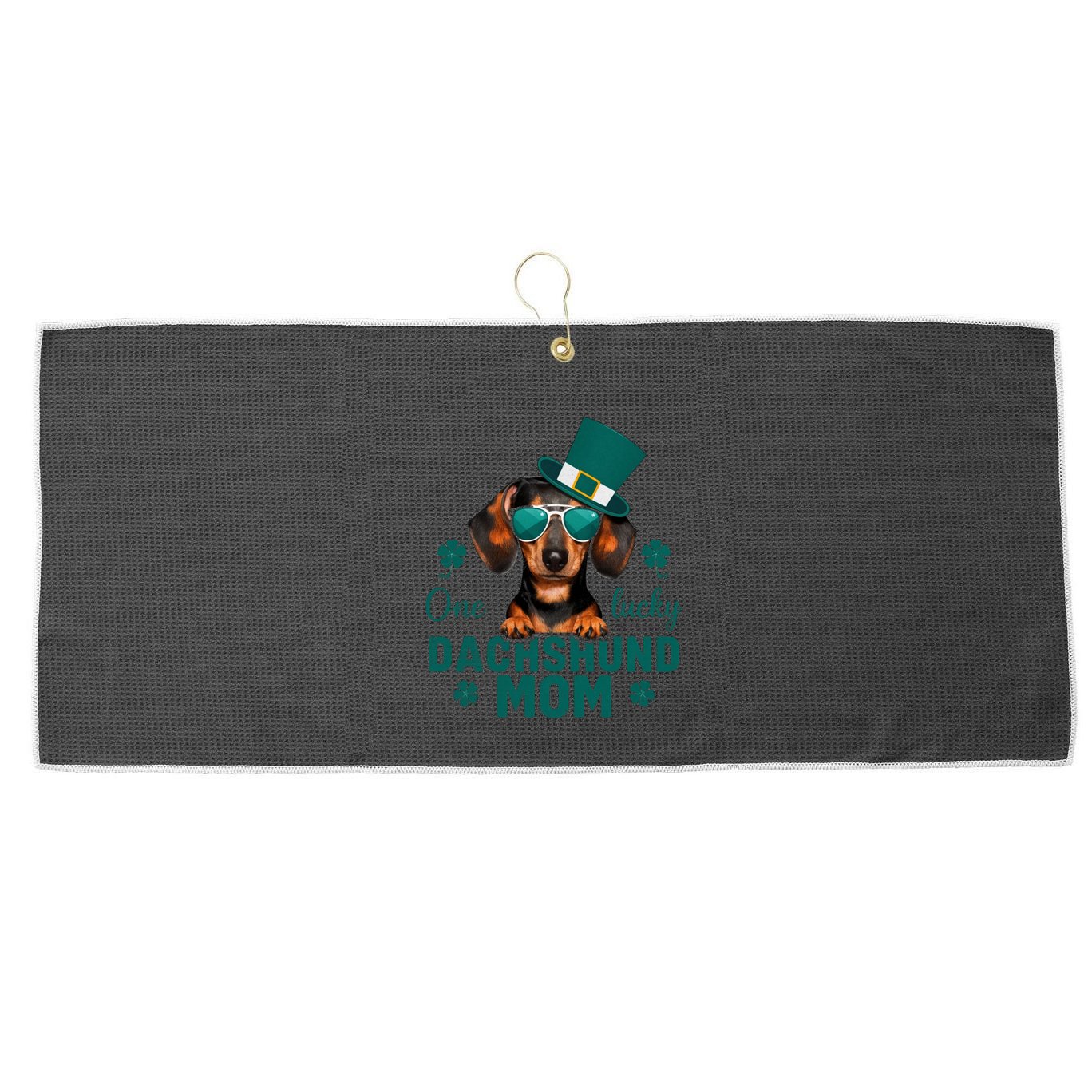 One Lucky Dachshund Mom Wiener Saint PatrickS Day Clover Gift Large Microfiber Waffle Golf Towel