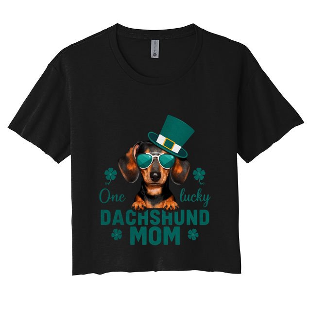 One Lucky Dachshund Mom Wiener Saint PatrickS Day Clover Gift Crop Top