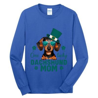 One Lucky Dachshund Mom Wiener Saint PatrickS Day Clover Gift Tall Long Sleeve T-Shirt
