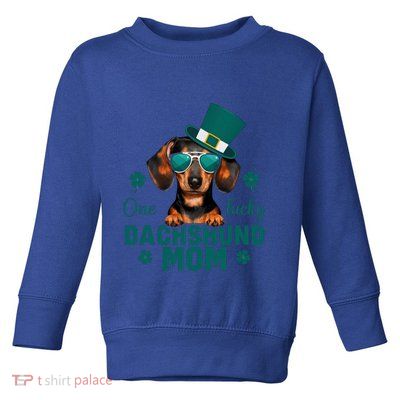 One Lucky Dachshund Mom Wiener Saint PatrickS Day Clover Gift Toddler Sweatshirt