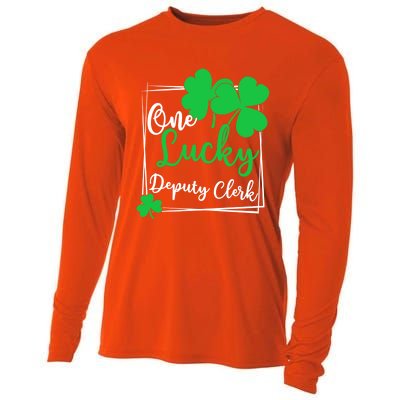 One Lucky Deputy Clerk St Patrick's Day Deputy Clerk Gift Funny Gift Cooling Performance Long Sleeve Crew