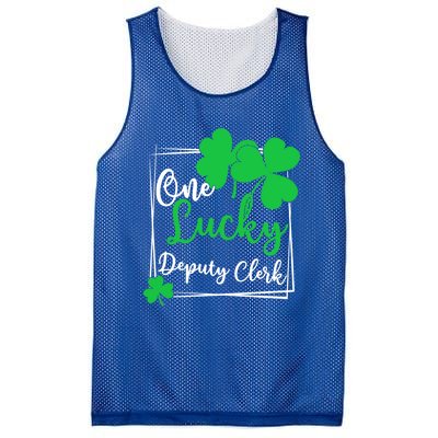 One Lucky Deputy Clerk St Patrick's Day Deputy Clerk Gift Funny Gift Mesh Reversible Basketball Jersey Tank