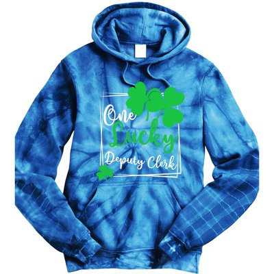 One Lucky Deputy Clerk St Patrick's Day Deputy Clerk Gift Funny Gift Tie Dye Hoodie