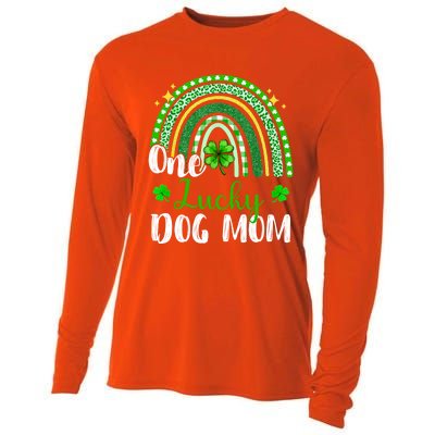 One Lucky Dog Mom Leopard Print Rainbow St Patrick’s Day Gift Cooling Performance Long Sleeve Crew