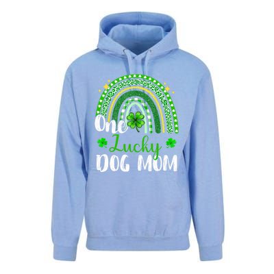 One Lucky Dog Mom Leopard Print Rainbow St Patrick’s Day Gift Unisex Surf Hoodie