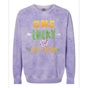 One Lucky Dog Mom Cute Gift St Patrick Day Cute Dog Mom Gift Colorblast Crewneck Sweatshirt