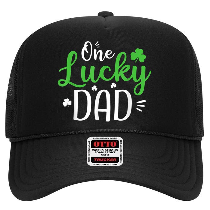 One Lucky Dad Shirt Funny St Patricks Day Gift For Daddy High Crown Mesh Back Trucker Hat