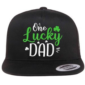 One Lucky Dad Shirt Funny St Patricks Day Gift For Daddy Flat Bill Trucker Hat