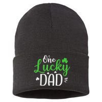 One Lucky Dad Shirt Funny St Patricks Day Gift For Daddy Sustainable Knit Beanie