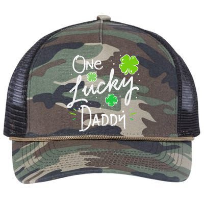 One Lucky Dad Matching St Patricks Day New Daddy Retro Rope Trucker Hat Cap