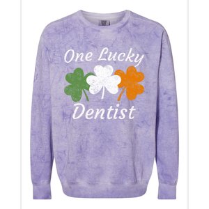 One Lucky Dentist St Patrick's Day Irish Shamrock Flag Gift Colorblast Crewneck Sweatshirt