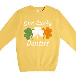 One Lucky Dentist St Patrick's Day Irish Shamrock Flag Gift Premium Crewneck Sweatshirt