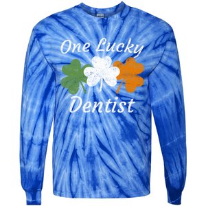 One Lucky Dentist St Patrick's Day Irish Shamrock Flag Gift Tie-Dye Long Sleeve Shirt