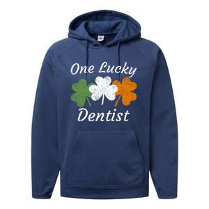 One Lucky Dentist St Patrick's Day Irish Shamrock Flag Gift Performance Fleece Hoodie