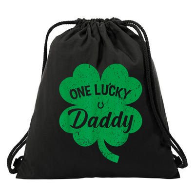 One Lucky Daddy Shamrock Four Leaf Clover St Patricks Day Drawstring Bag