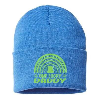 One Lucky Daddy Gift St Patrick's Day Funny For Daddy Funny Gift Sustainable Knit Beanie