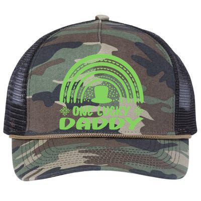 One Lucky Daddy Gift St Patrick's Day Funny For Daddy Funny Gift Retro Rope Trucker Hat Cap