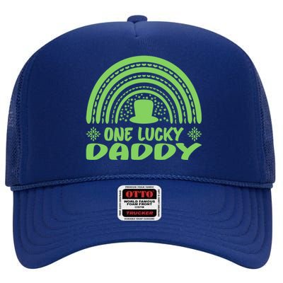 One Lucky Daddy Gift St Patrick's Day Funny For Daddy Funny Gift High Crown Mesh Back Trucker Hat