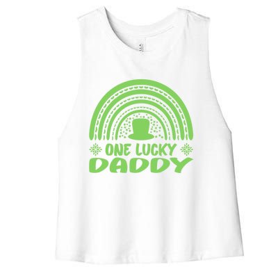 One Lucky Daddy Gift St Patrick's Day Funny For Daddy Funny Gift Women's Racerback Cropped Tank