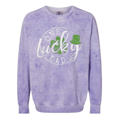 One Lucky Dad Funny Father Irish Clovers St Patrick's Day Colorblast Crewneck Sweatshirt