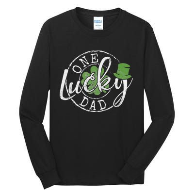 One Lucky Dad Funny Father Irish Clovers St Patrick's Day Tall Long Sleeve T-Shirt