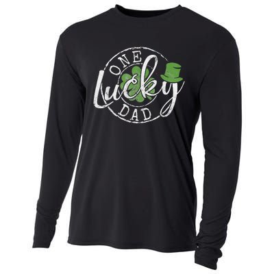 One Lucky Dad Funny Father Irish Clovers St Patrick's Day Cooling Performance Long Sleeve Crew