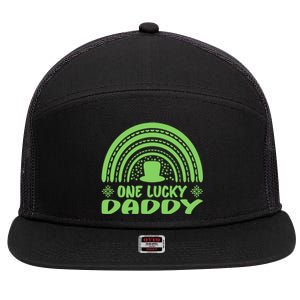 One Lucky Daddy Gift St Patrick's Day Funny For Daddy Gift 7 Panel Mesh Trucker Snapback Hat