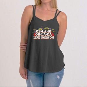 Ob La Di Ob La Da Life Goes On Colorful Flowers Women's Strappy Tank