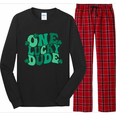 One Lucky Dude Gift St Patricks Day Gift Daddy Gift Long Sleeve Pajama Set