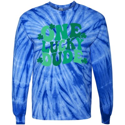 One Lucky Dude Gift St Patricks Day Gift Daddy Gift Tie-Dye Long Sleeve Shirt