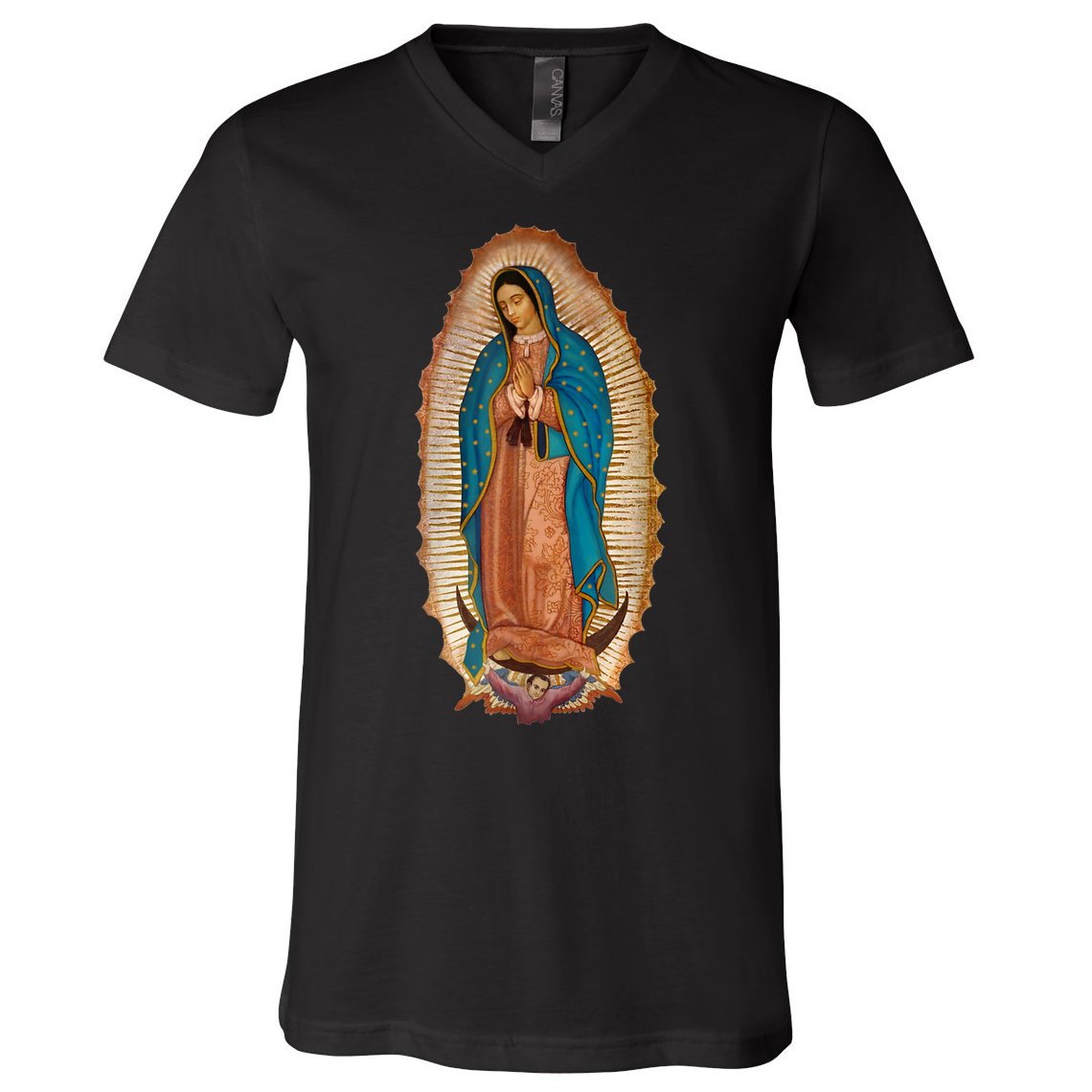 Our Lady De Guadalupe Sant Mary For Christians Catholics V-Neck T-Shirt