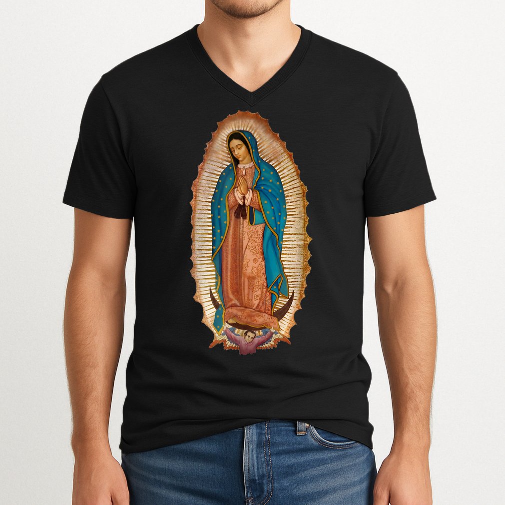 Our Lady De Guadalupe Sant Mary For Christians Catholics V-Neck T-Shirt