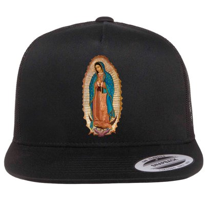 Our Lady De Guadalupe Sant Mary For Christians Catholics Flat Bill Trucker Hat