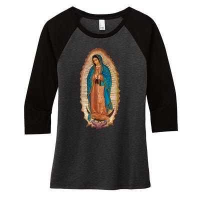 Our Lady De Guadalupe Sant Mary For Christians Catholics Women's Tri-Blend 3/4-Sleeve Raglan Shirt