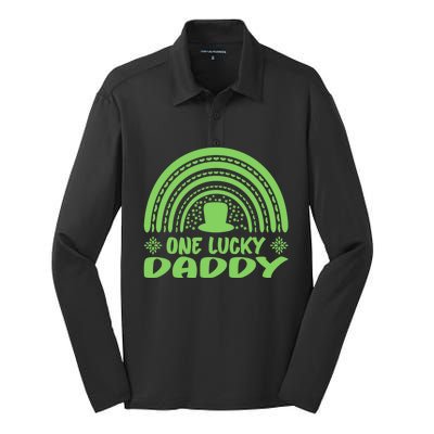 One Lucky Daddy Gift St Patrick's Day Funny For Daddy Gift Silk Touch Performance Long Sleeve Polo