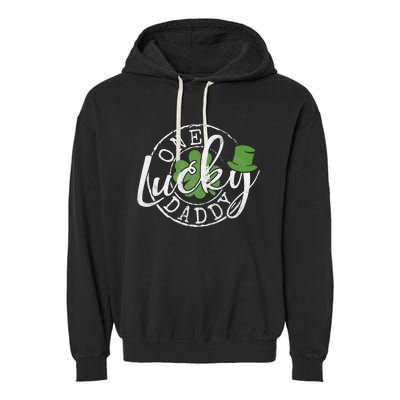 One Lucky Daddy Funny Father Irish Clovers St Patrick's Day Garment-Dyed Fleece Hoodie