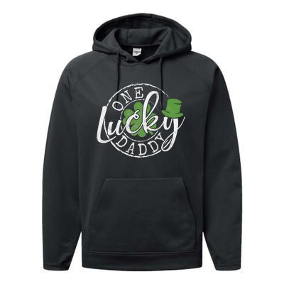 One Lucky Daddy Funny Father Irish Clovers St Patrick's Day Performance Fleece Hoodie