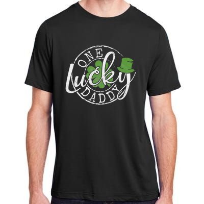 One Lucky Daddy Funny Father Irish Clovers St Patrick's Day Adult ChromaSoft Performance T-Shirt