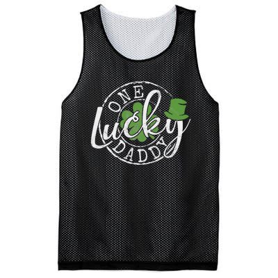 One Lucky Daddy Funny Father Irish Clovers St Patrick's Day Mesh Reversible Basketball Jersey Tank