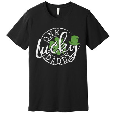 One Lucky Daddy Funny Father Irish Clovers St Patrick's Day Premium T-Shirt